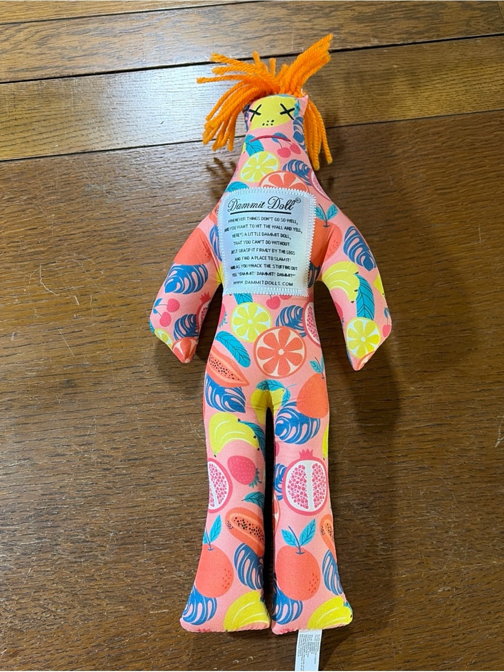 DAMMIT DOLL 12” Plush Stuffed Stress Relief Fruit Themed Orange Hair